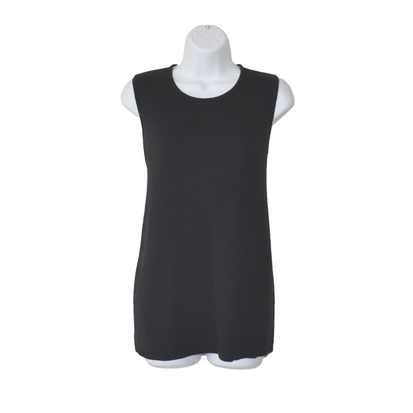 A4 Auth EILEEN FISHER Black Wool Knit Crew Neck Sleeveless Top Size S - Picture 1 of 6